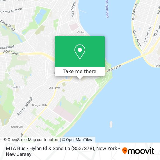 Mapa de MTA Bus - Hylan Bl & Sand La (S53 / S78)