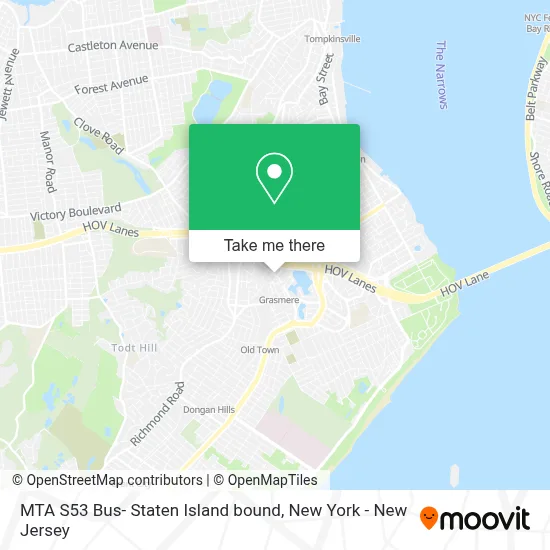 MTA S53 Bus- Staten Island bound map