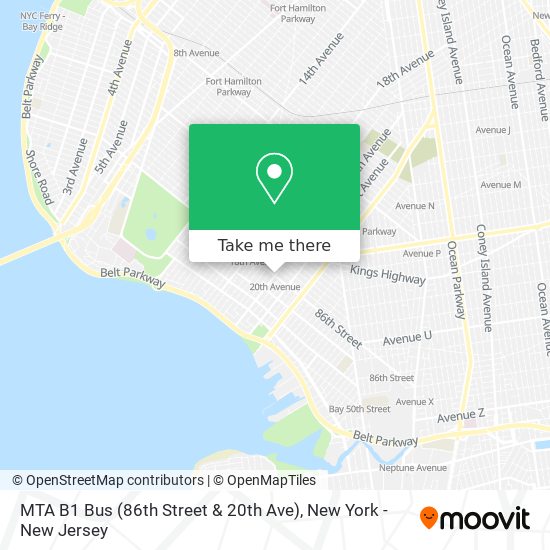MTA B1 Bus (86th Street & 20th Ave) map