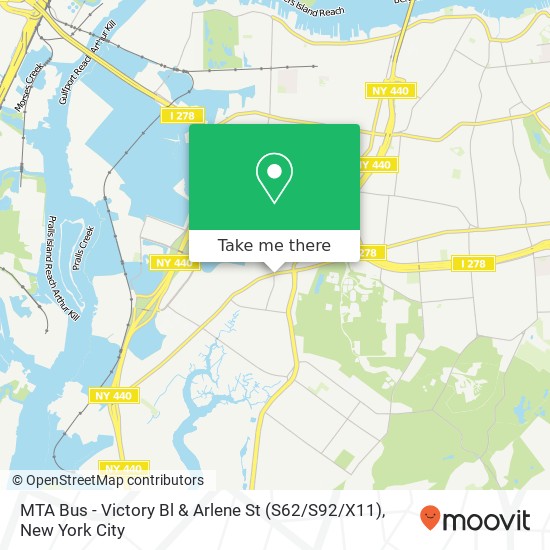 Mapa de MTA Bus - Victory Bl & Arlene St (S62 / S92 / X11)