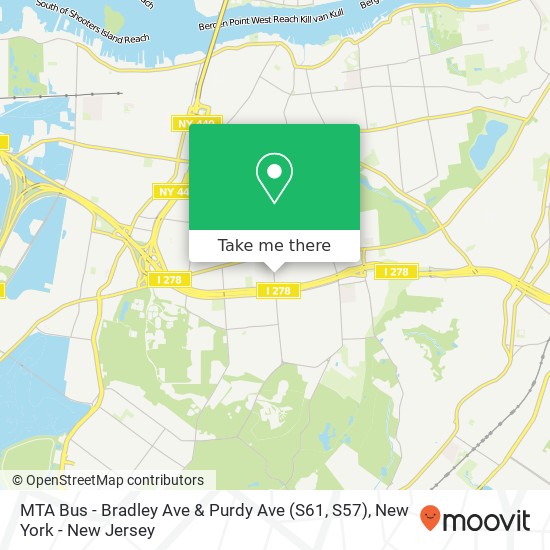 Mapa de MTA Bus - Bradley Ave & Purdy Ave (S61, S57)
