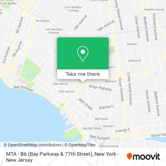 MTA - B6 (Bay Parkway & 77th Street) map