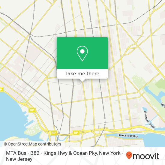 Mapa de MTA Bus - B82 -  Kings Hwy & Ocean Pky
