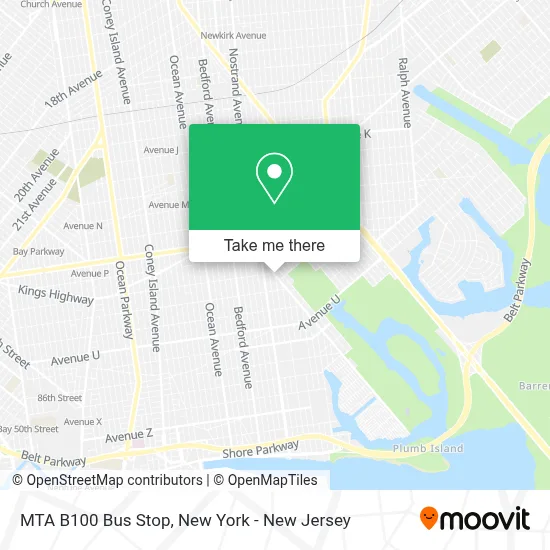 MTA B100 Bus Stop map