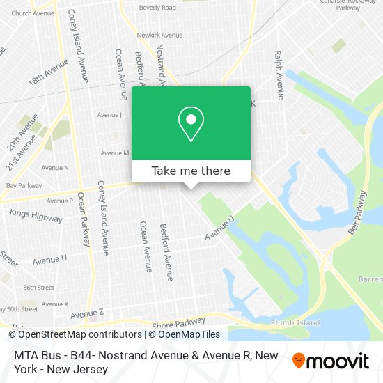 MTA Bus - B44- Nostrand Avenue & Avenue R map
