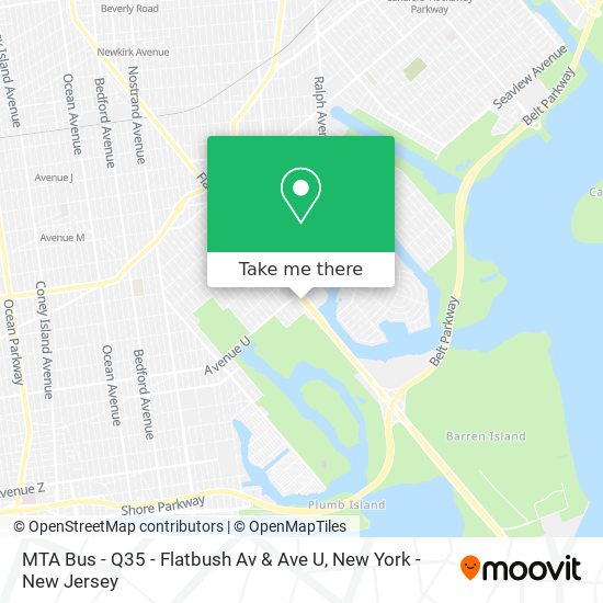 Mapa de MTA Bus - Q35 - Flatbush Av & Ave U