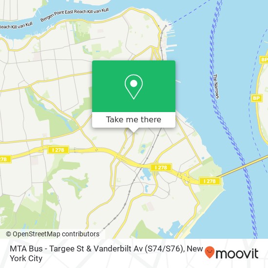 Mapa de MTA Bus - Targee St & Vanderbilt Av (S74 / S76)