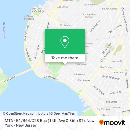MTA - B1 / B64 / X28 Bus (14th Ave & 86th ST) map