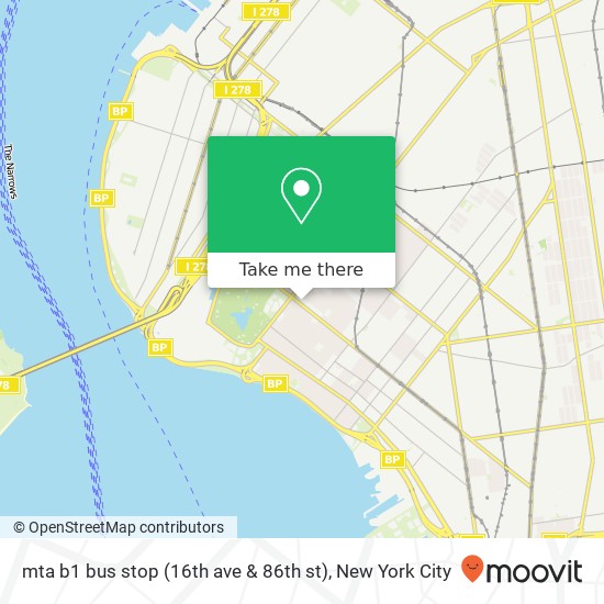 Mapa de mta b1 bus stop (16th ave & 86th st)