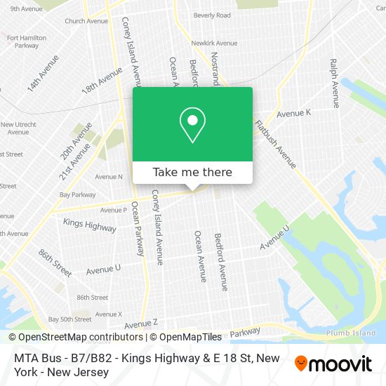 MTA Bus - B7 / B82 - Kings Highway & E 18 St map
