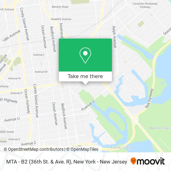 Mapa de MTA - B2 (36th St. & Ave. R)