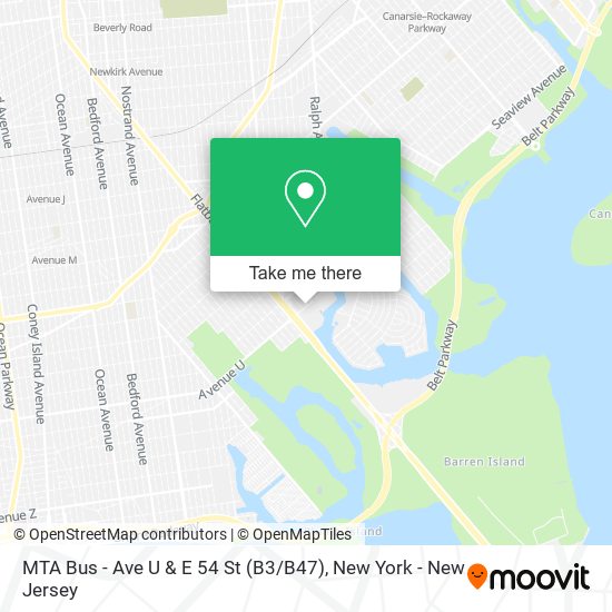 MTA Bus - Ave U & E 54 St (B3 / B47) map