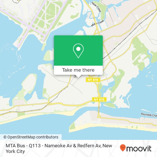 Mapa de MTA Bus - Q113 - Nameoke Av & Redfern Av