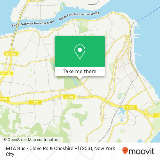 Mapa de MTA Bus - Clove Rd & Cheshire Pl (S53)