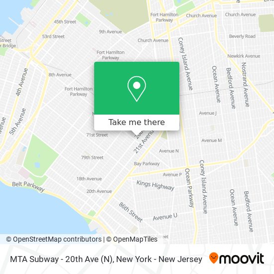 Mapa de MTA Subway - 20th Ave (N)