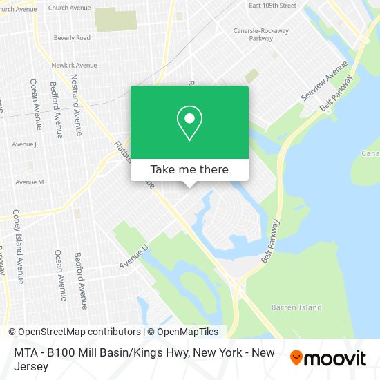 MTA - B100 Mill Basin / Kings Hwy map