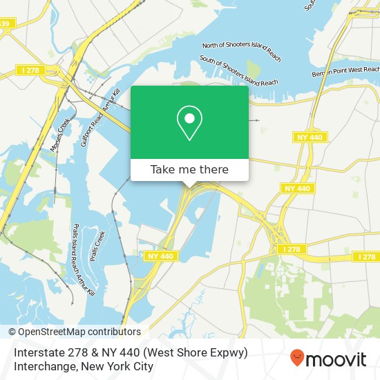 Mapa de Interstate 278 & NY 440 (West Shore Expwy) Interchange