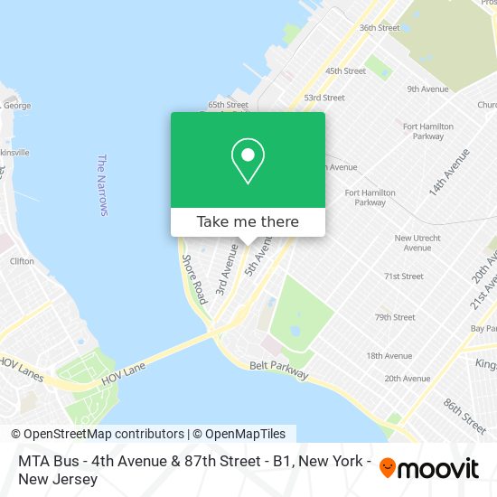 MTA Bus - 4th Avenue & 87th Street - B1 map