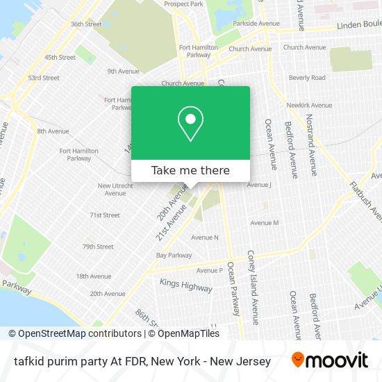 tafkid purim party At FDR map