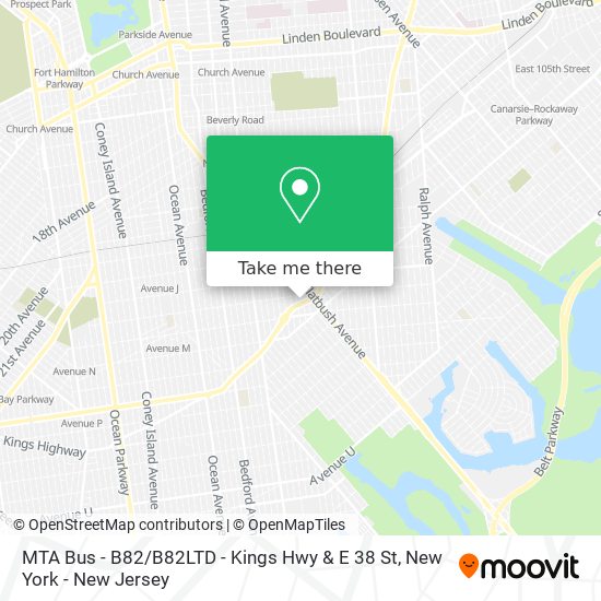 MTA Bus - B82 / B82LTD - Kings Hwy & E 38 St map