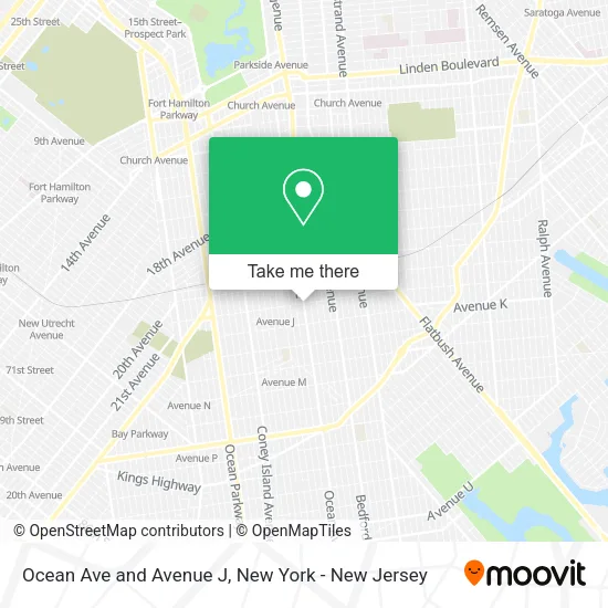 Ocean Ave and Avenue J map