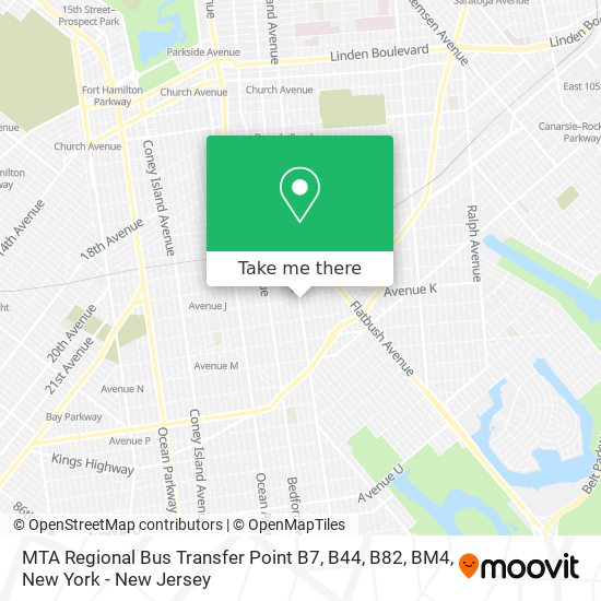 MTA Regional Bus Transfer Point B7, B44, B82, BM4 map