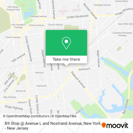 Mapa de B9 Stop @ Avenue L and Nostrand Avenue