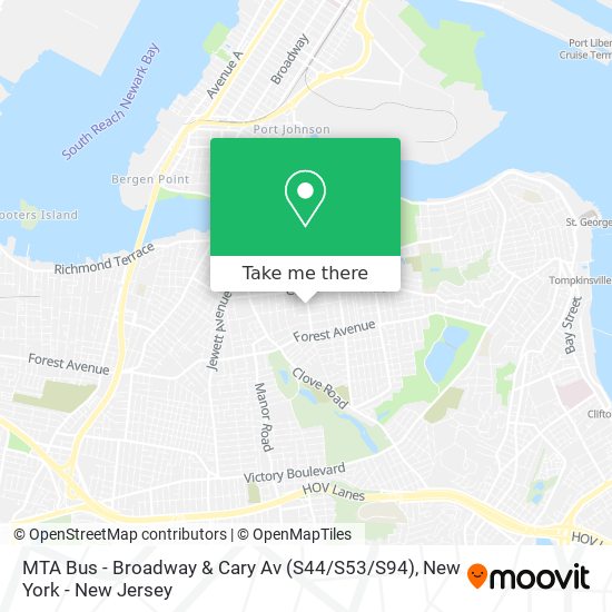 MTA Bus - Broadway & Cary Av (S44 / S53 / S94) map