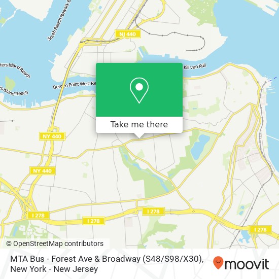 Mapa de MTA Bus - Forest Ave & Broadway (S48 / S98 / X30)