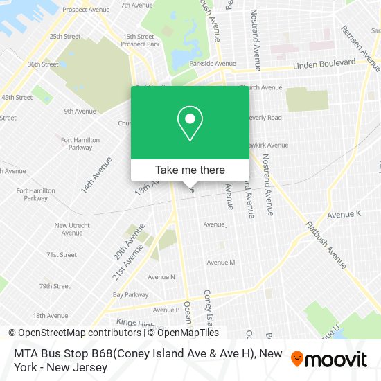 Mapa de MTA Bus Stop B68(Coney Island Ave & Ave H)