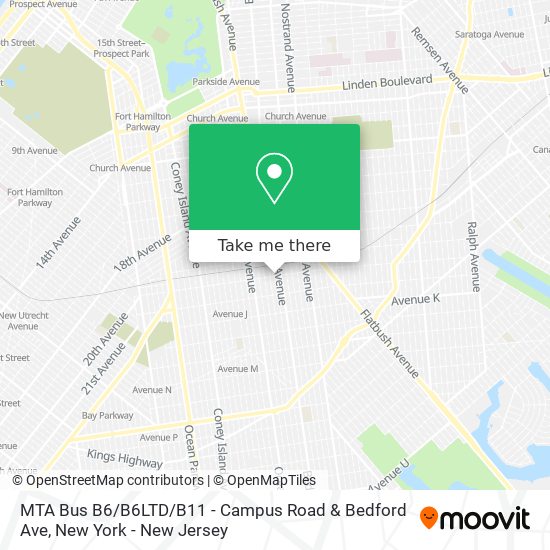 MTA Bus B6 / B6LTD / B11 - Campus Road & Bedford Ave map