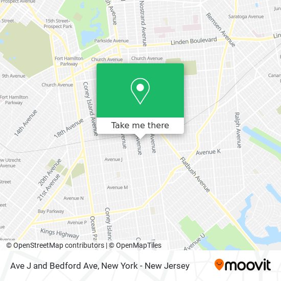 Ave J and Bedford Ave map