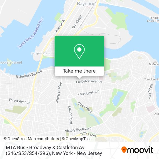 MTA Bus - Broadway & Castleton Av (S46 / S53 / S54 / S96) map