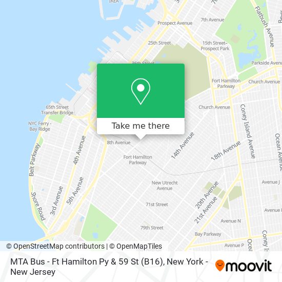 Mapa de MTA Bus - Ft Hamilton Py & 59 St (B16)