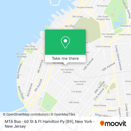 Mapa de MTA Bus - 60 St & Ft Hamilton Py (B9)