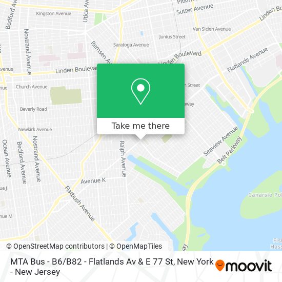 Mapa de MTA Bus - B6 / B82 - Flatlands Av & E 77 St