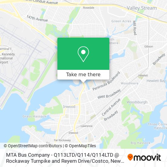 Mapa de MTA Bus Company - Q113LTD / Q114 / Q114LTD @ Rockaway Turnpike and Reyem Drive / Costco