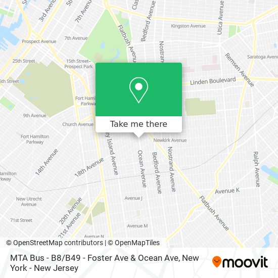 Mapa de MTA Bus - B8 / B49 - Foster Ave & Ocean Ave