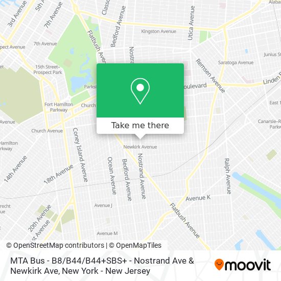 MTA Bus - B8 / B44 / B44+SBS+ - Nostrand Ave & Newkirk Ave map