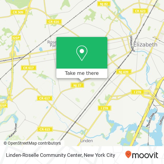 Linden-Roselle Community Center map