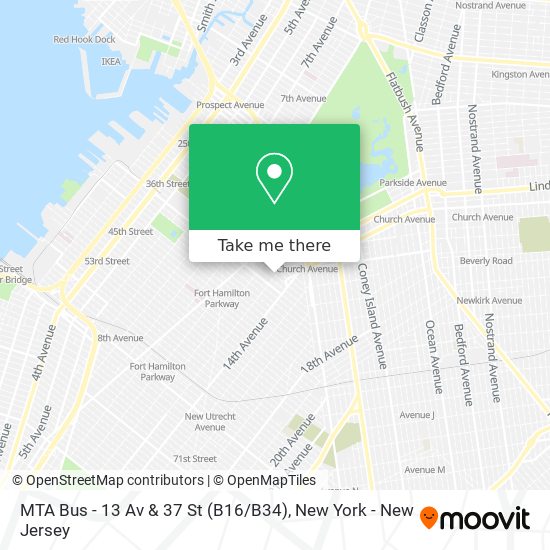 Mapa de MTA Bus - 13 Av & 37 St (B16 / B34)