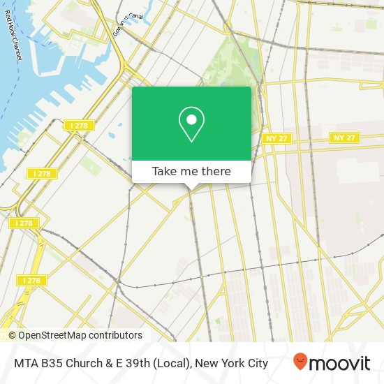 MTA B35 Church & E 39th (Local) map