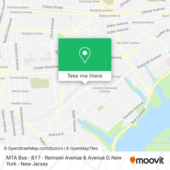 MTA Bus - B17 - Remsen Avenue & Avenue D map