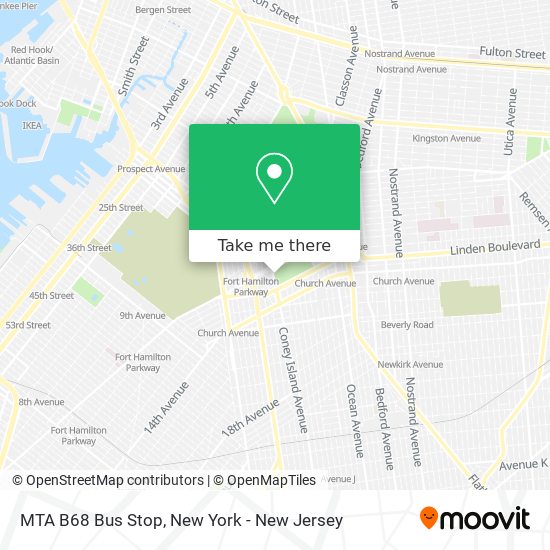 MTA B68 Bus Stop map