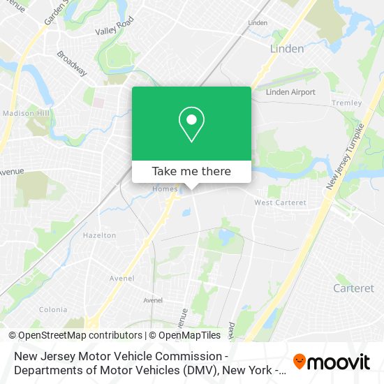 Mapa de New Jersey Motor Vehicle Commission - Departments of Motor Vehicles (DMV)