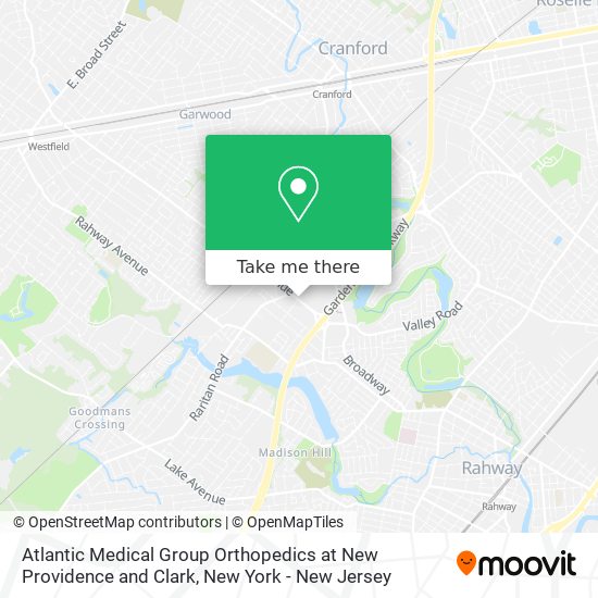 Atlantic Medical Group Orthopedics at New Providence and Clark map