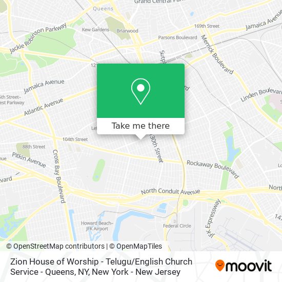 Mapa de Zion House of Worship - Telugu / English Church Service - Queens, NY