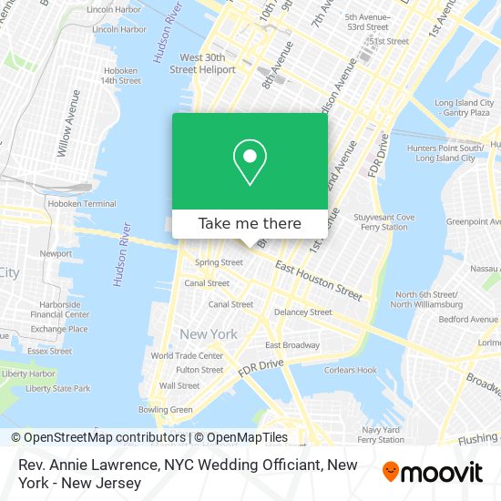 Rev. Annie Lawrence, NYC Wedding Officiant map