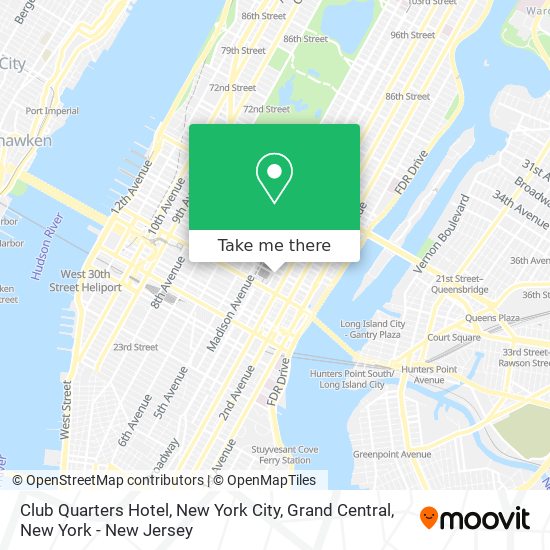 Club Quarters Hotel, New York City, Grand Central map