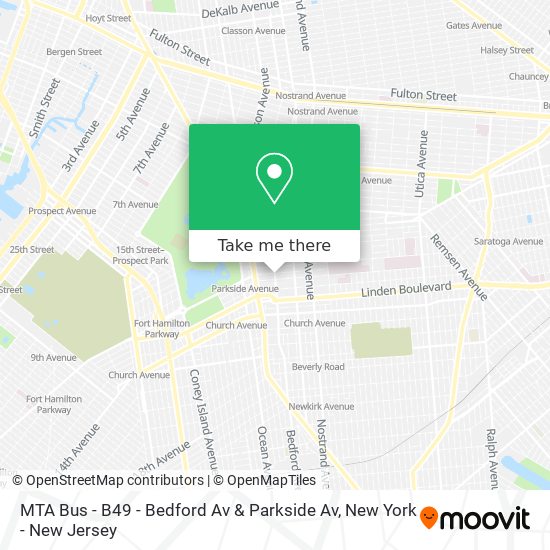 MTA Bus - B49 - Bedford Av & Parkside Av map
